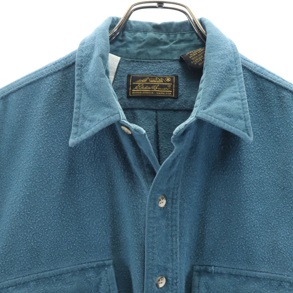 Eddie Bauer エディーバウアー 90s USA製 アウトドア オールド 長袖 ネルシャツ XL グリーン系 メンズ