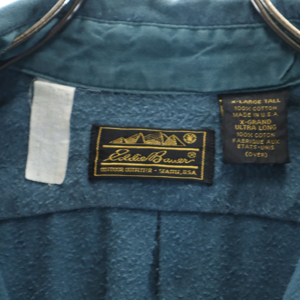 Eddie Bauer エディーバウアー 90s USA製 アウトドア オールド 長袖 ネルシャツ XL グリーン系 メンズ