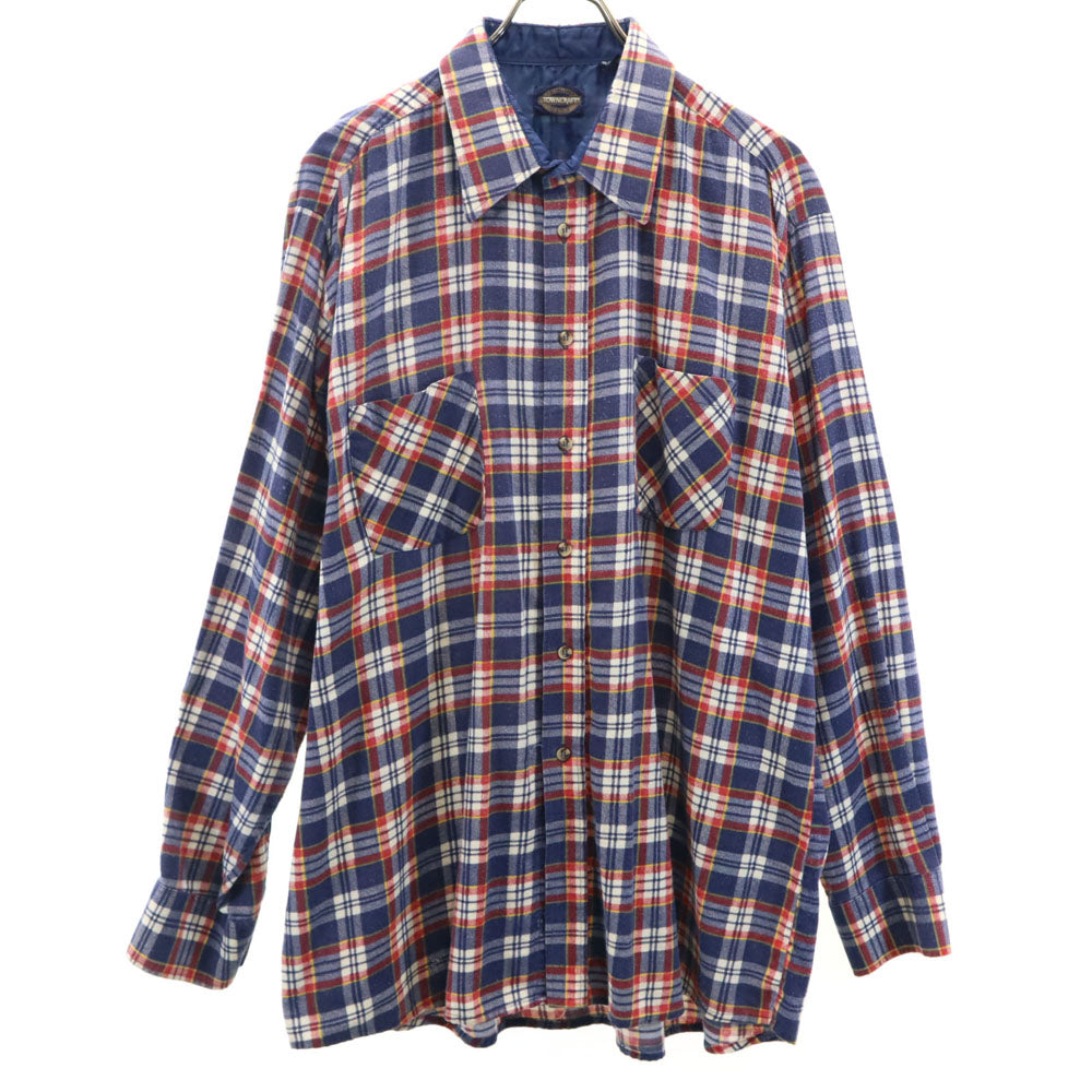 TOWNCRAFT タウンクラフト 80s ヴィンテージ 長袖 チェックシャツ XL ネイビー 他 メンズ