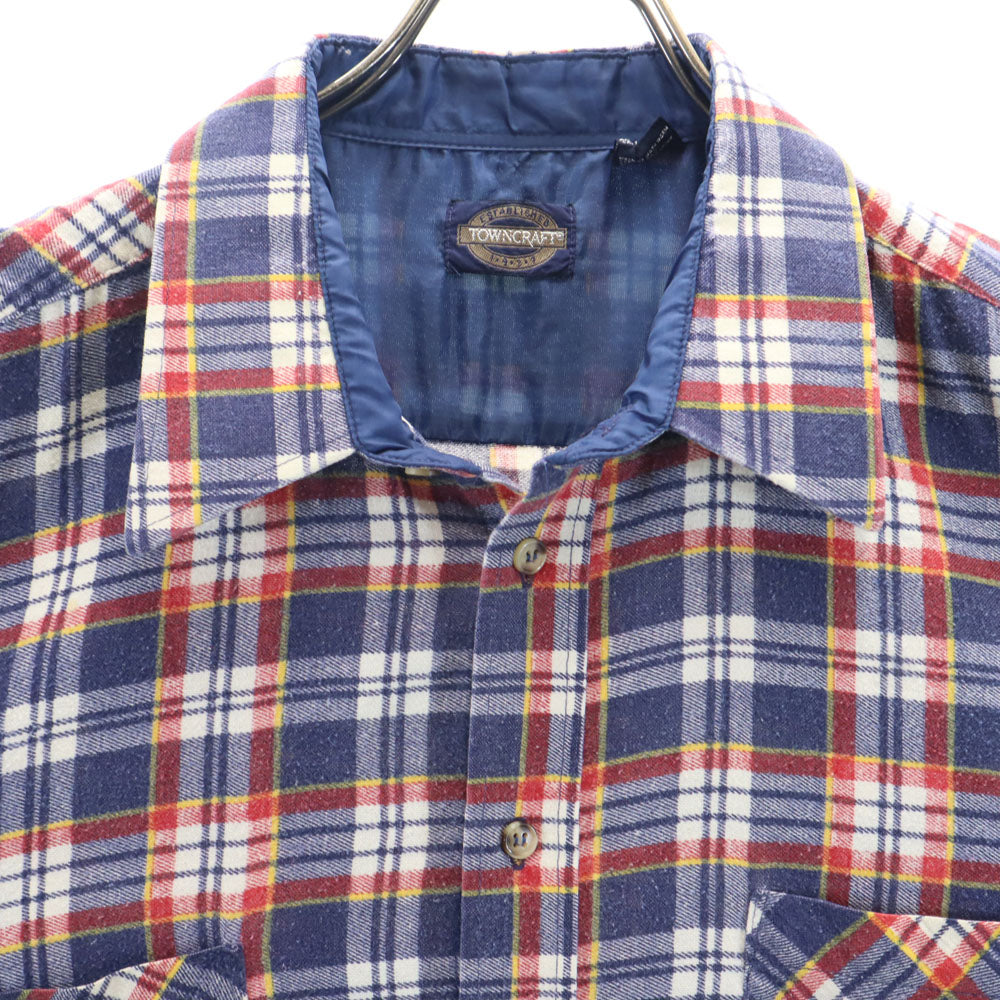 TOWNCRAFT タウンクラフト 80s ヴィンテージ 長袖 チェックシャツ XL ネイビー 他 メンズ