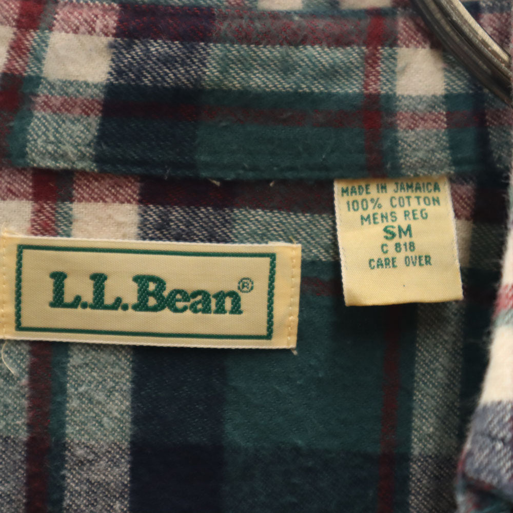 L.L.Bean エルエルビーン 80s アウトドア ヴィンテージ チェック柄 長袖 フランネル ボタンダウンシャツ SM グリーン 他 メンズ