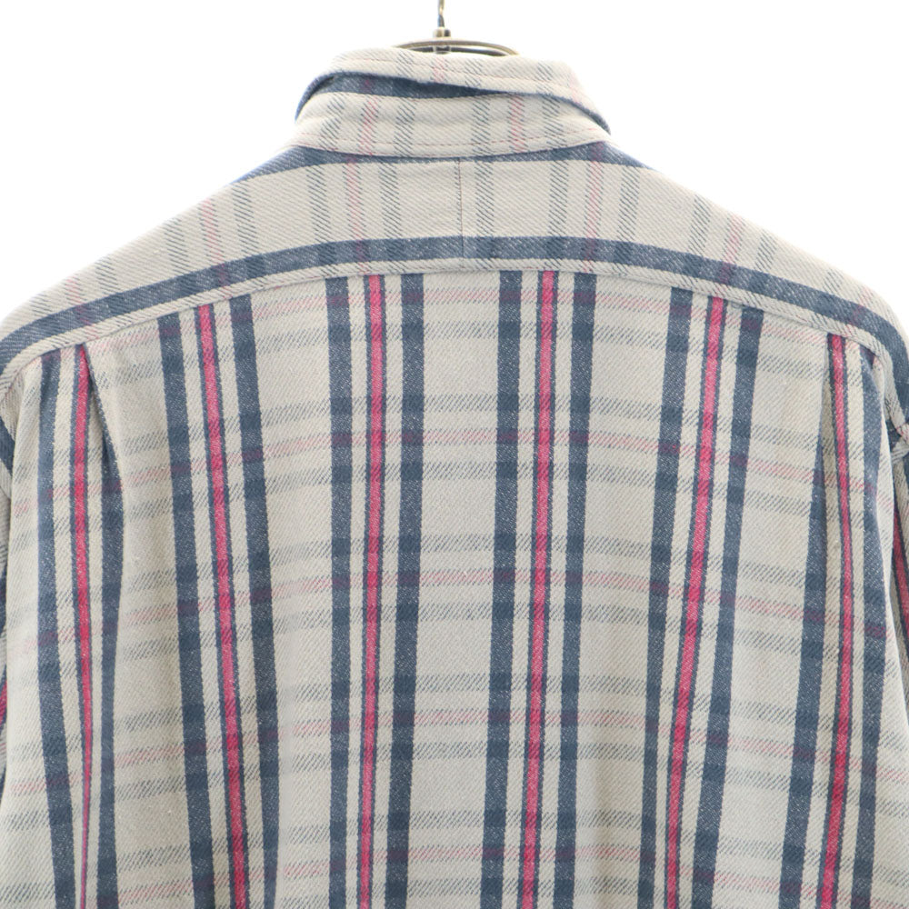 RRL ダブルアールエル 90s 初期タグ 赤3星 オールド 長袖 ヘビーフランネル チェックシャツ M グレージュ 他 RALPH LAUREN ラルフローレン メンズ