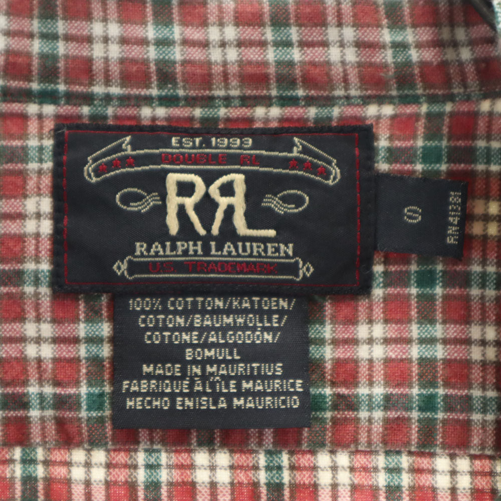 RRL ダブルアールエル 90s 初期タグ 赤3星 オールド 長袖 チェックシャツ S 赤茶 他 RALPH LAUREN ラルフローレン メンズ
