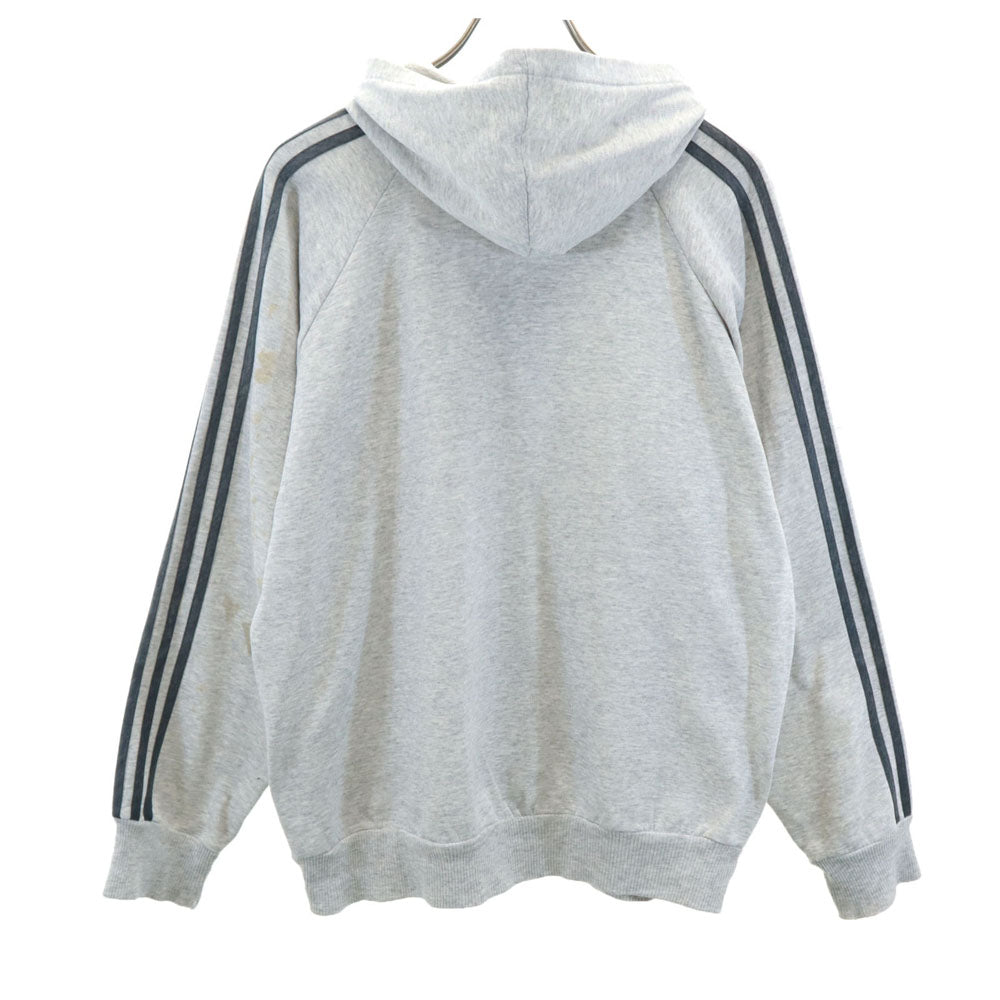 adidas アディダス 90s カナダ製 オールド トレフォイルロゴプリント 長袖 スウェットパーカー M グレー プルオーバー メンズ