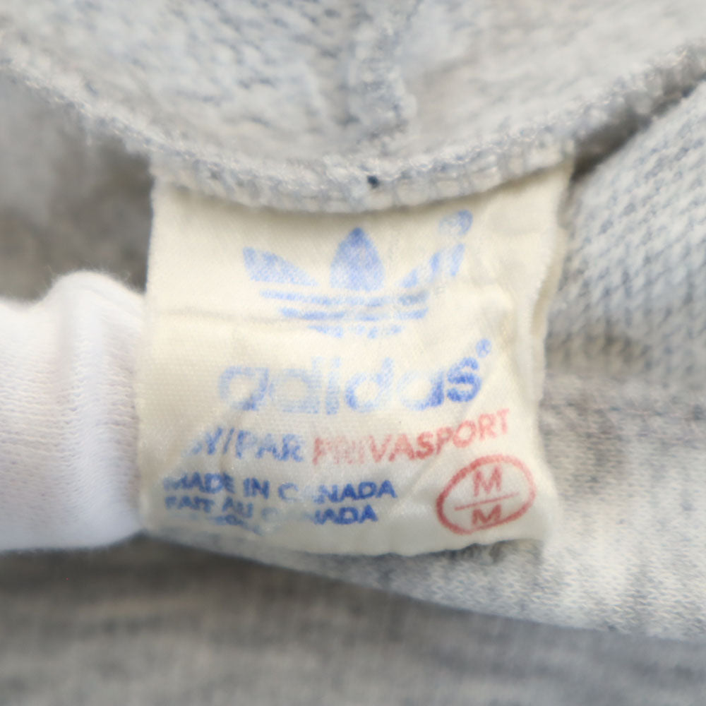 adidas アディダス 90s カナダ製 オールド トレフォイルロゴプリント 長袖 スウェットパーカー M グレー プルオーバー メンズ