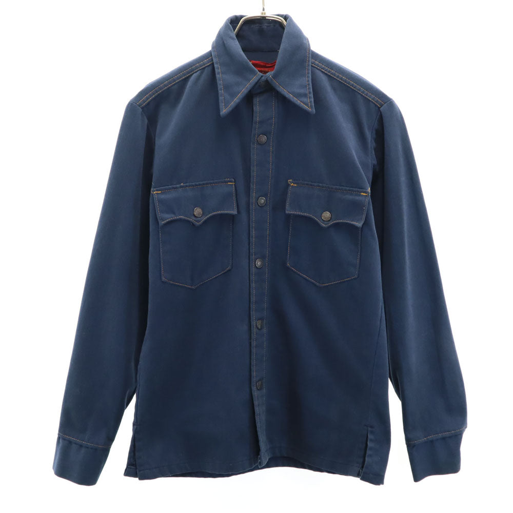Sears シアーズ 70s ヴィンテージ 長袖 ウエスタンシャツ S ネイビー KINGSROAD メンズ