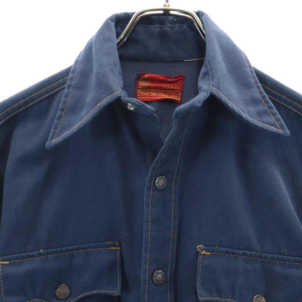 Sears シアーズ 70s ヴィンテージ 長袖 ウエスタンシャツ S ネイビー KINGSROAD メンズ