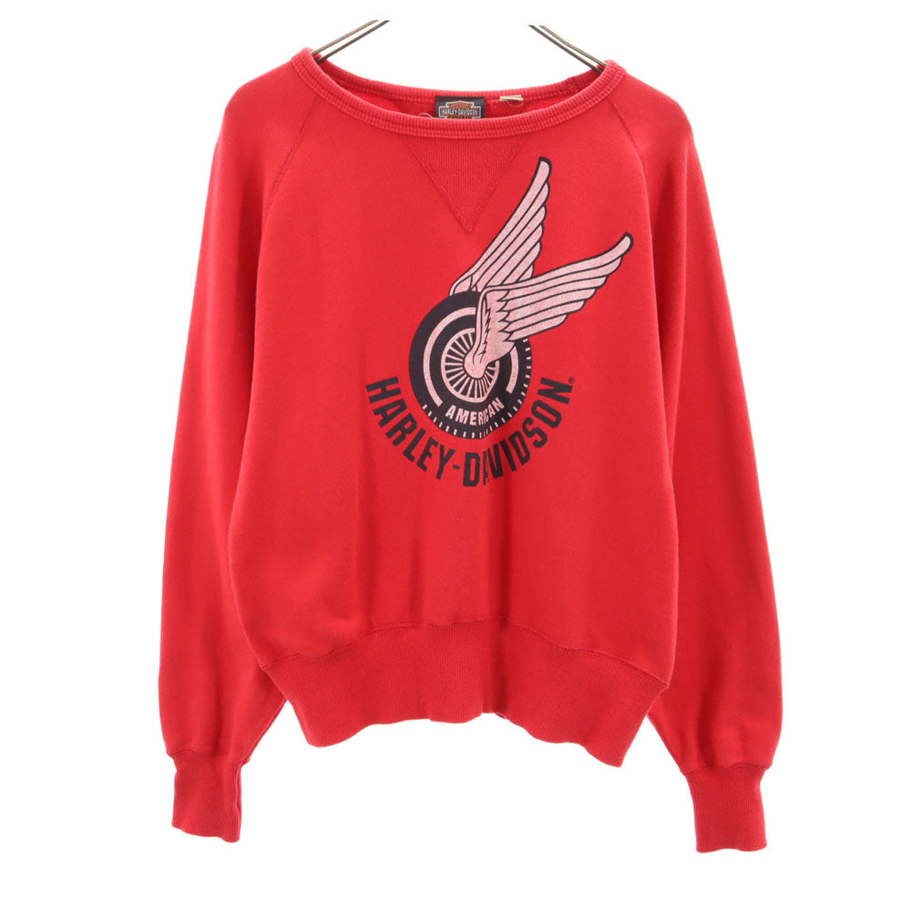 HARLEY DAVIDSON ハーレーダビッドソン 日本製 長袖 スウェット トレーナー M レッド レディース