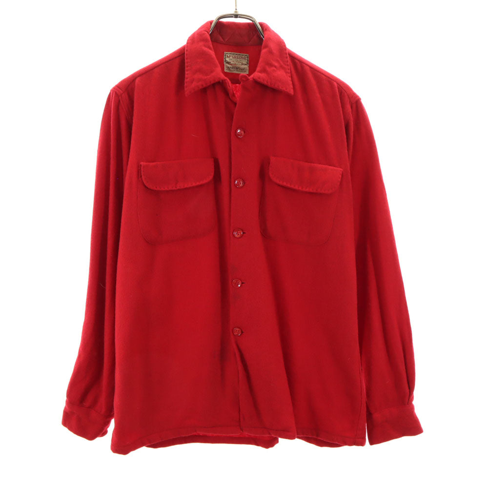 McGregor マクレガー 50s 60s ウール ヴィンテージ 長袖 オープンカラーシャツ S レッド メンズ