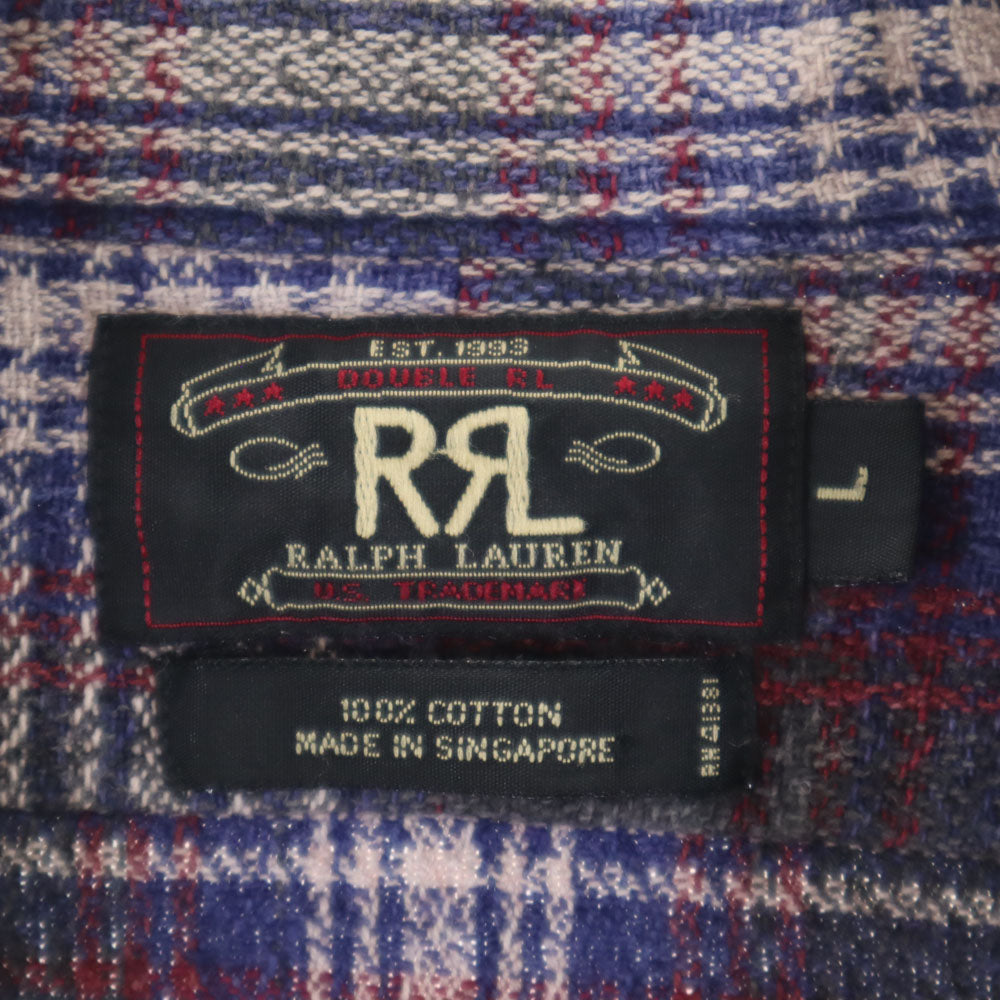 ダブルアールエル 90s 初期タグ 赤3星 オールド 長袖 チェックシャツ L ネイビー 他 RRL RALPH LAUREN ラルフローレン メンズ