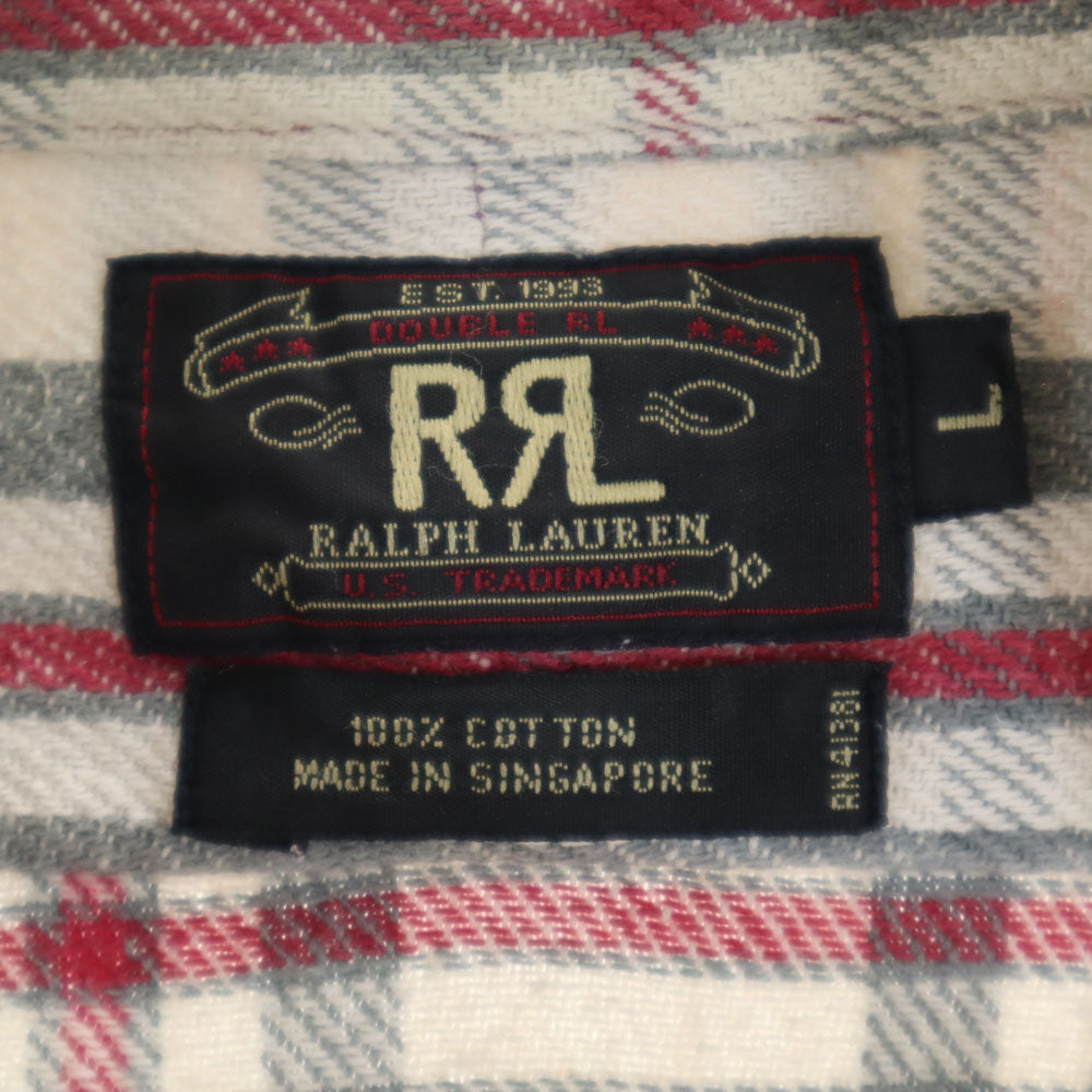 RRL ダブルアールエル 90s 初期タグ 赤3星 オールド チェック柄 長袖 シャツ L グレー系 RALPH LAUREN メンズ