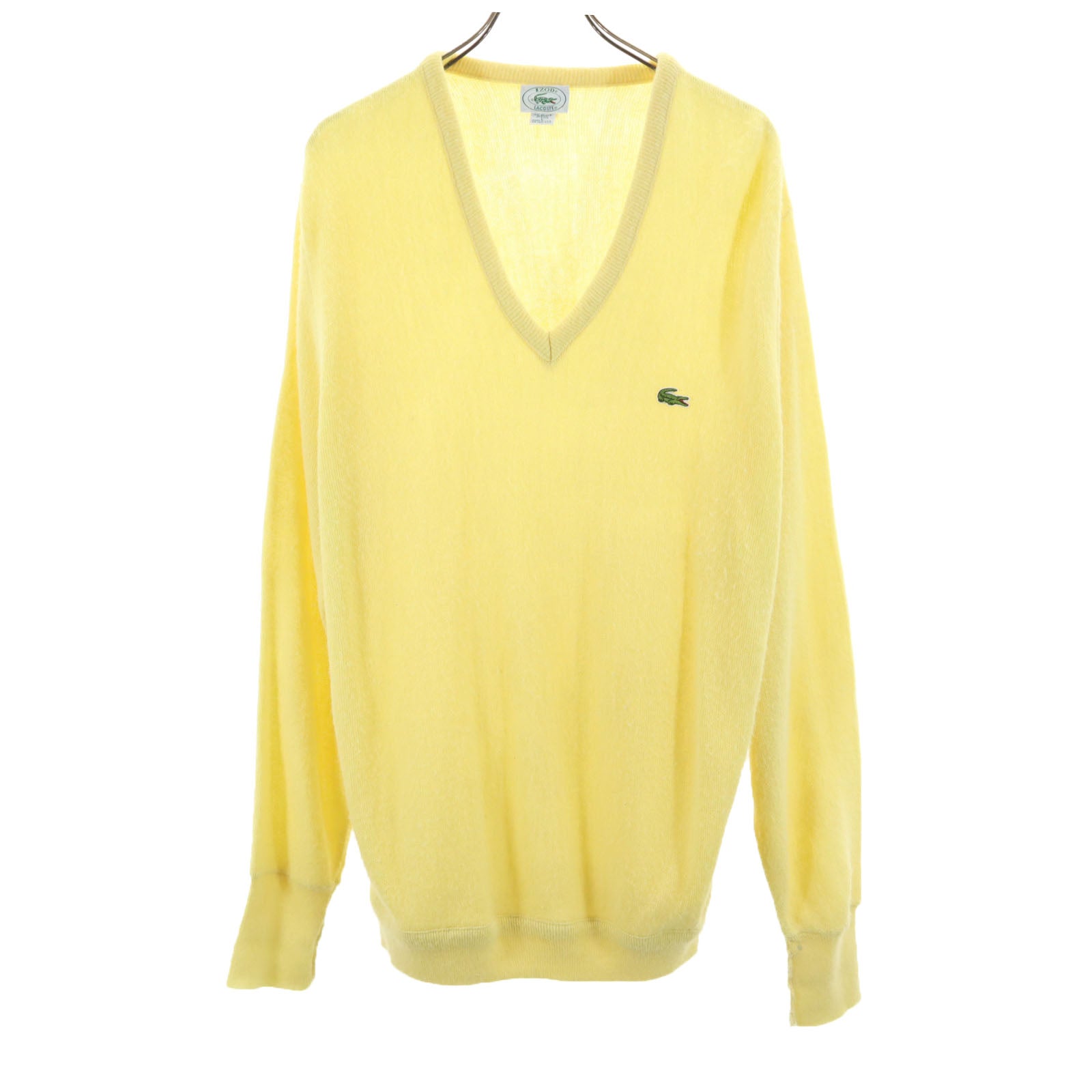 IZOD LACOSTE アイゾッドラコステ 90s USA製 オールド 長袖 Vネック セーター L イエロー ニット メンズ