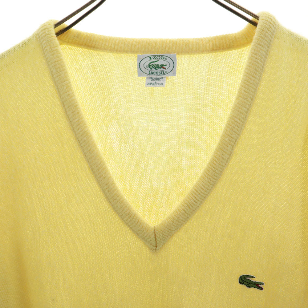 IZOD LACOSTE アイゾッドラコステ 90s USA製 オールド 長袖 Vネック セーター L イエロー ニット メンズ