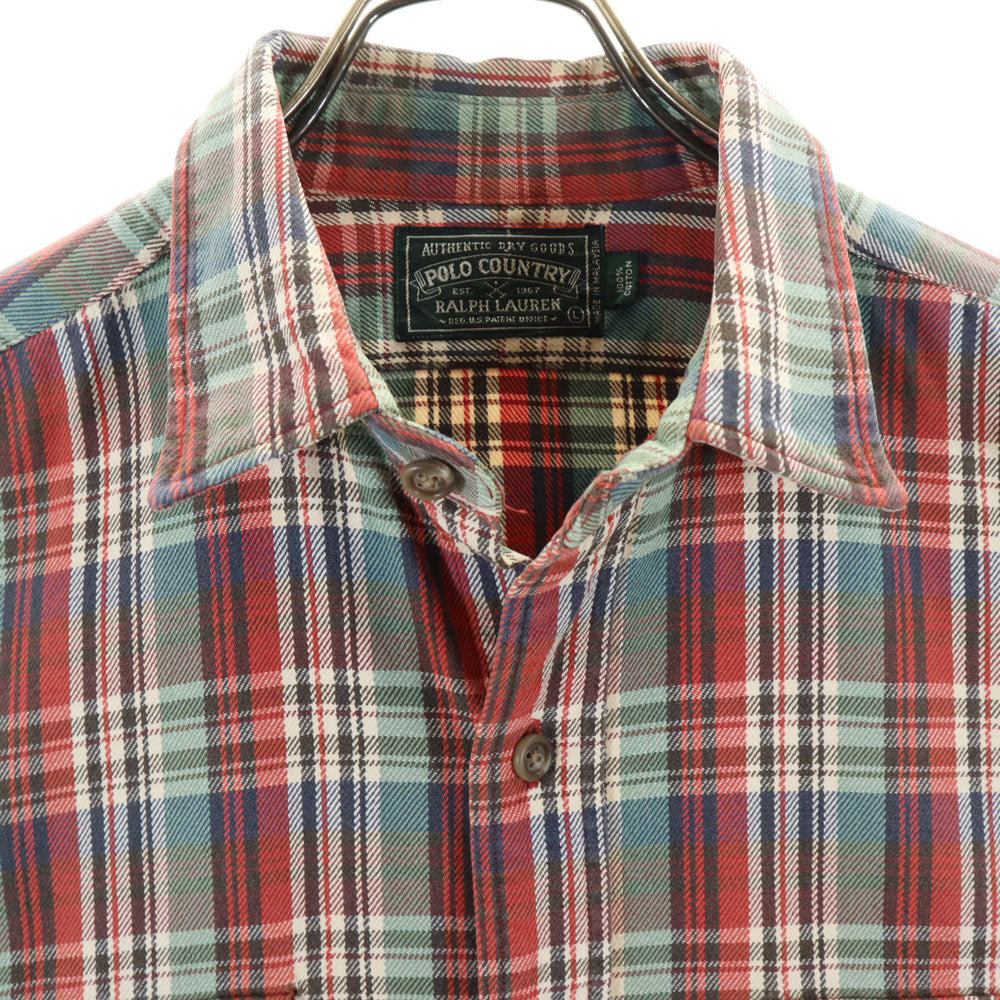 ポロカントリーラルフローレン 80s 90s オールド 長袖 チェックシャツ L レッド 他 メンズ