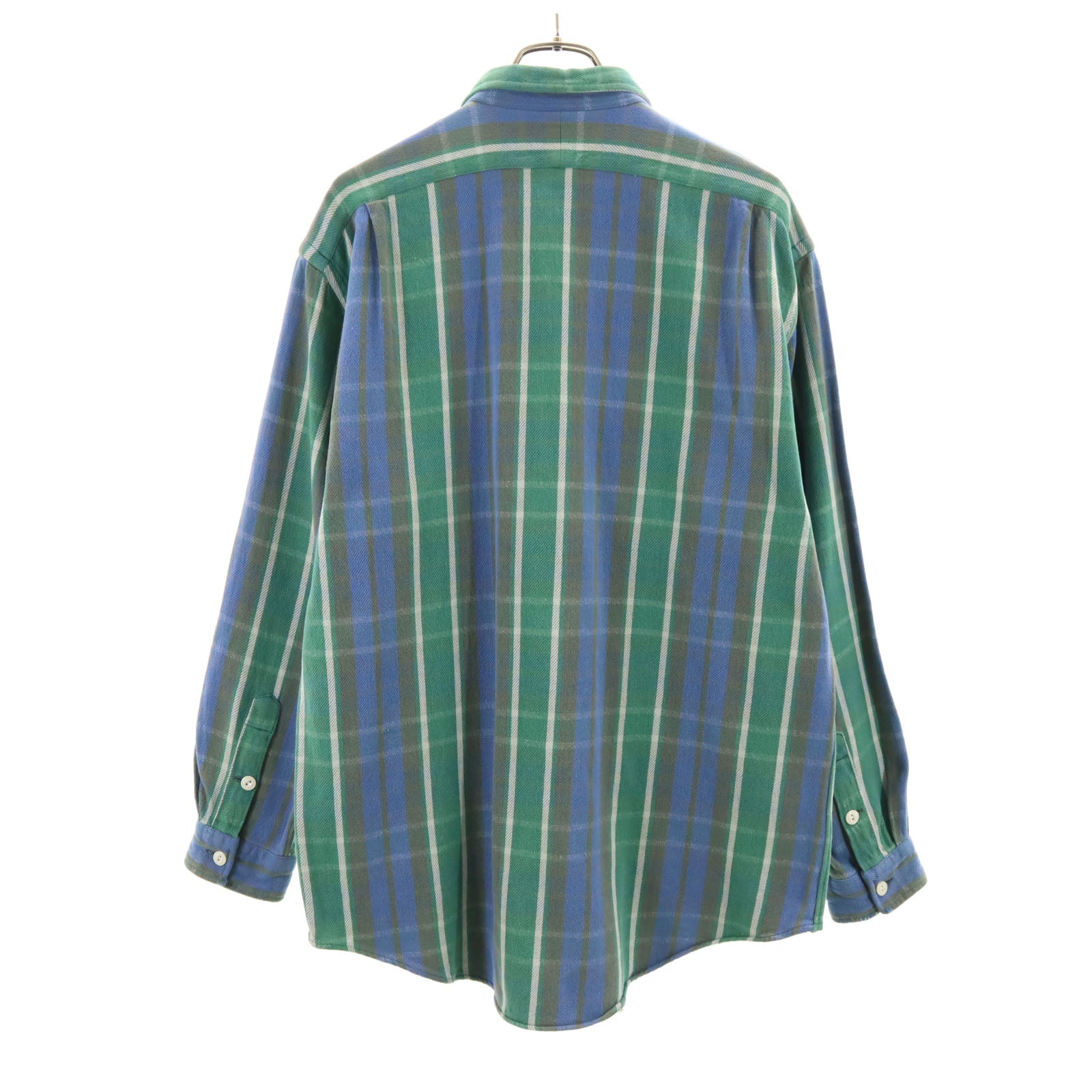 RRL ダブルアールエル 90s 初期タグ 赤3星 オールド チェック柄 長袖 ツイル ワークシャツ L グリーン 他 RALPH LAUREN ラルフローレン メンズ