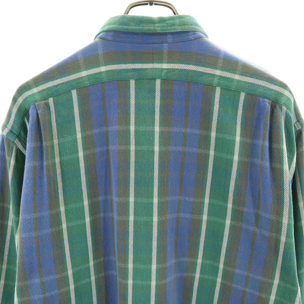 RRL ダブルアールエル 90s 初期タグ 赤3星 オールド チェック柄 長袖 ツイル ワークシャツ L グリーン 他 RALPH LAUREN ラルフローレン メンズ