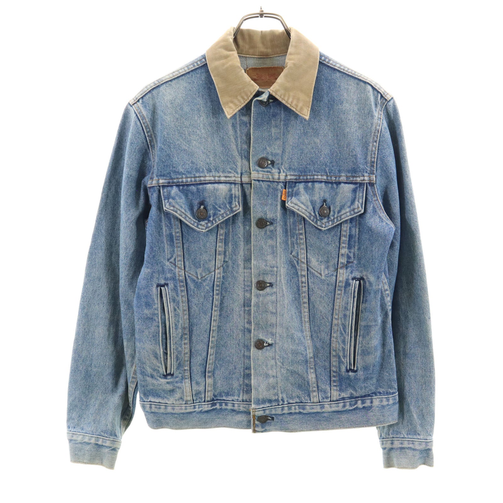Levi's リーバイス 80s 70904 USA製 オレンジタブ デニムジャケット 36 ブルー ジージャン 襟コーデュロイ メンズ