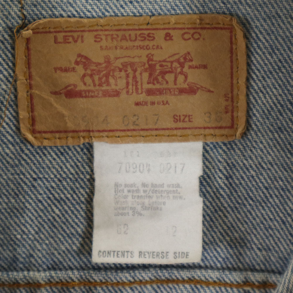Levi's リーバイス 80s 70904 USA製 オレンジタブ デニムジャケット 36 ブルー ジージャン 襟コーデュロイ メンズ