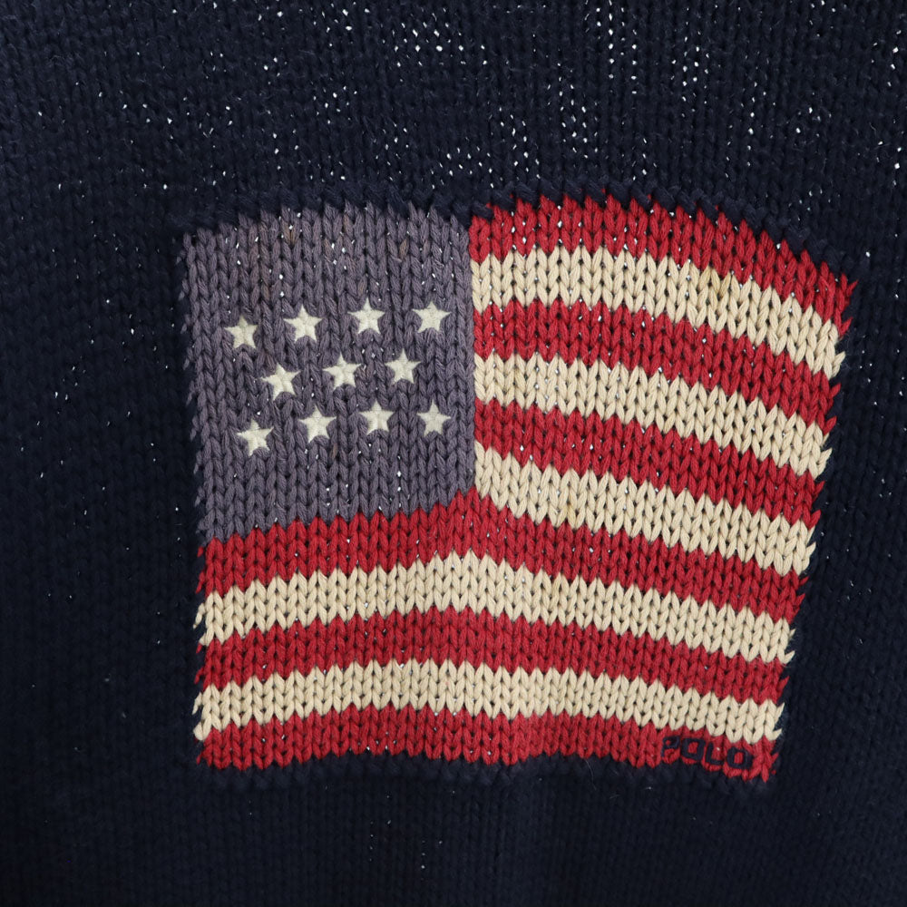 Polo by Ralph Lauren ポロバイラルフローレン 星条旗 オールド 星条旗 長袖 セーター 170 ネイビー ニット キッズ
