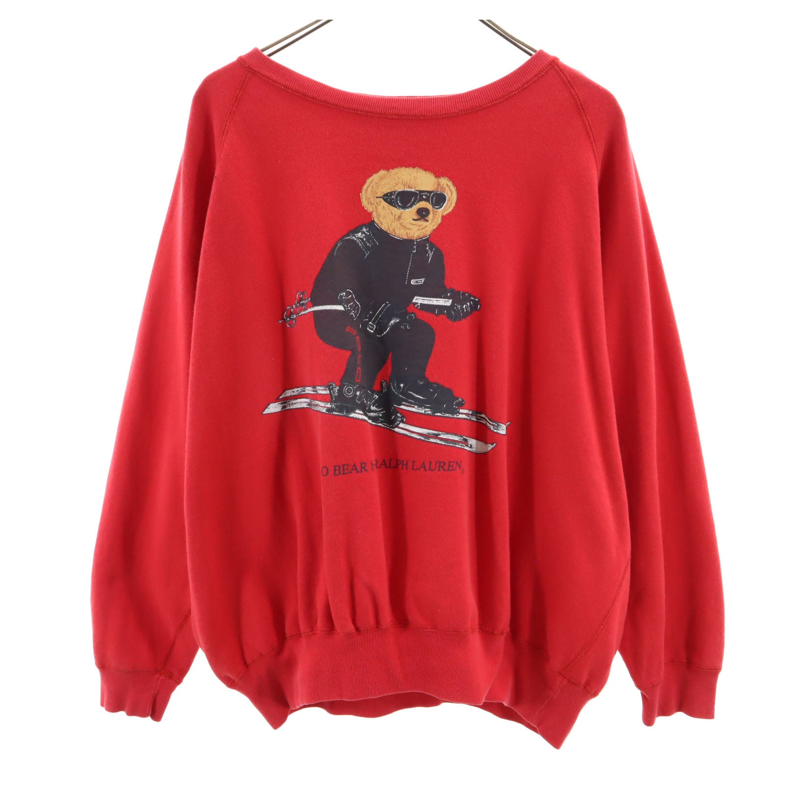 Polo by Ralph Lauren ポロバイラルフローレン 90s ポロベア オールド ポロベア 長袖 スウェット トレーナー M レッド 裏起毛 メンズ