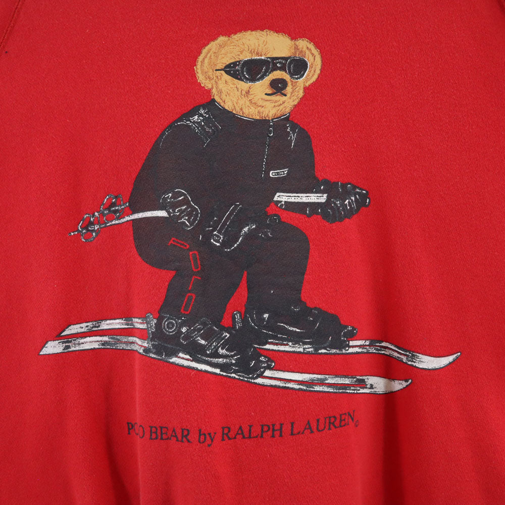 Polo by Ralph Lauren ポロバイラルフローレン 90s ポロベア オールド ポロベア 長袖 スウェット トレーナー M レッド 裏起毛 メンズ