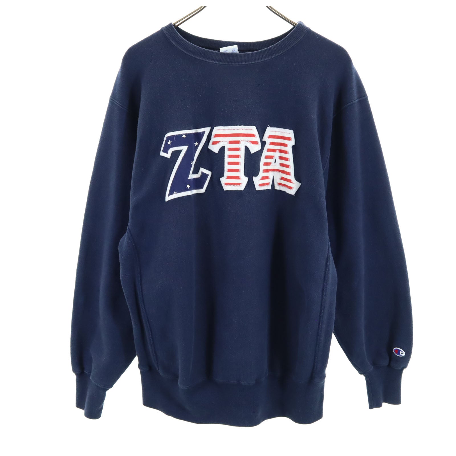 Champion チャンピオン 90s USA製 オールド 刺繍タグ カレッジ 長袖 リバースウィーブ スウェット トレーナー XL ネイビー 裏起毛 ZTA メンズ
