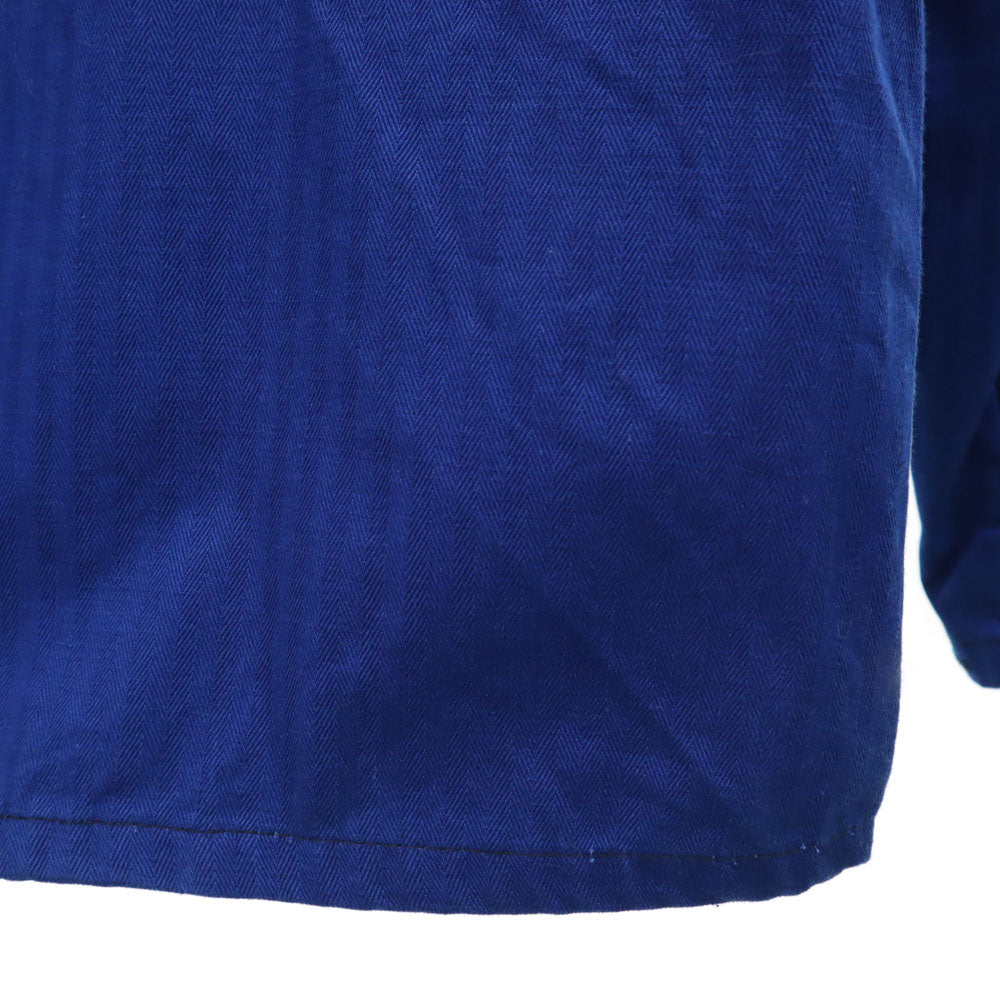 EURO WORK ユーロワーク 70s 80s ヴィンテージ ヘリンボーン 長袖 シャツ 50 ブルー メンズ