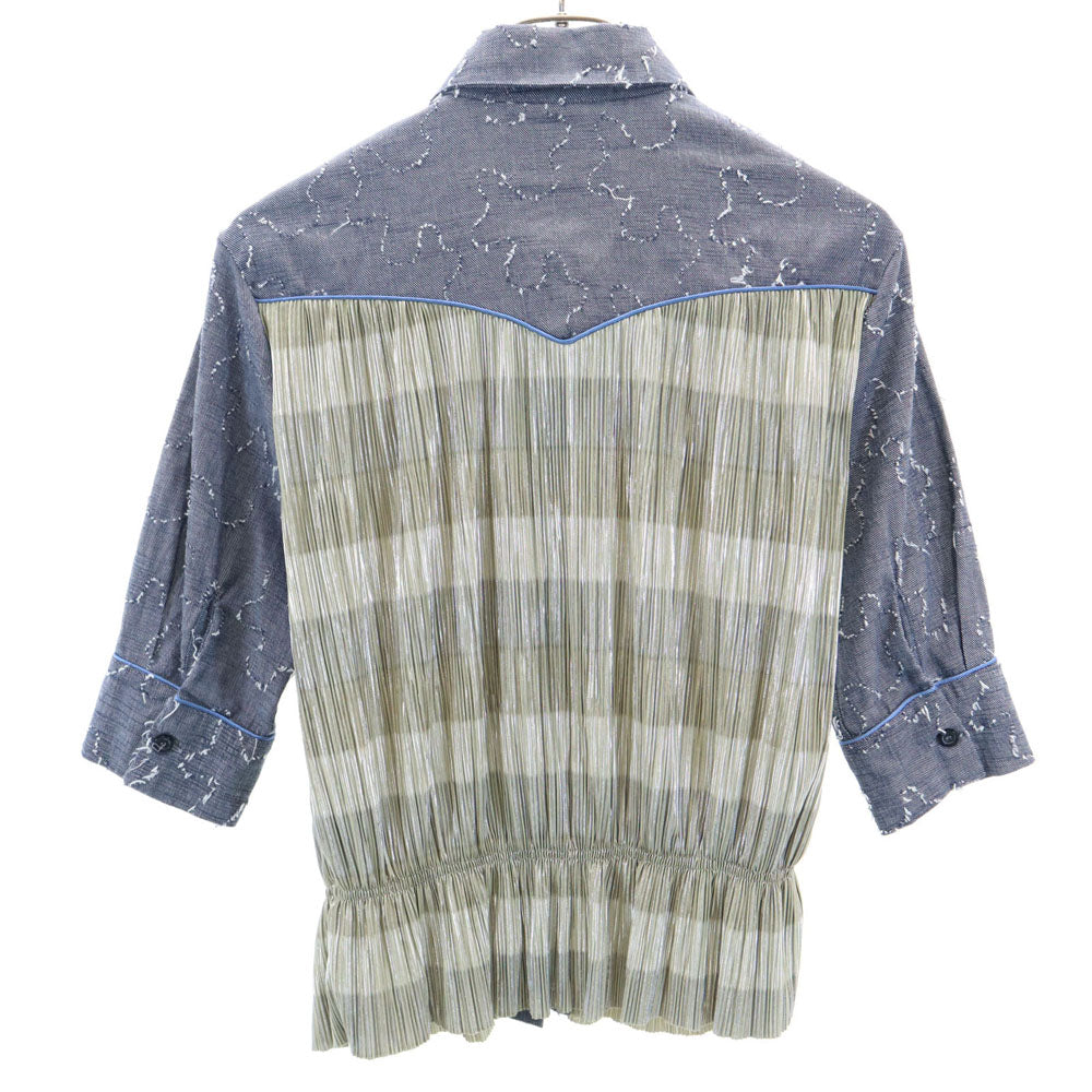 ブランドユニーク 7分袖 シャツ ブルー系 レディース