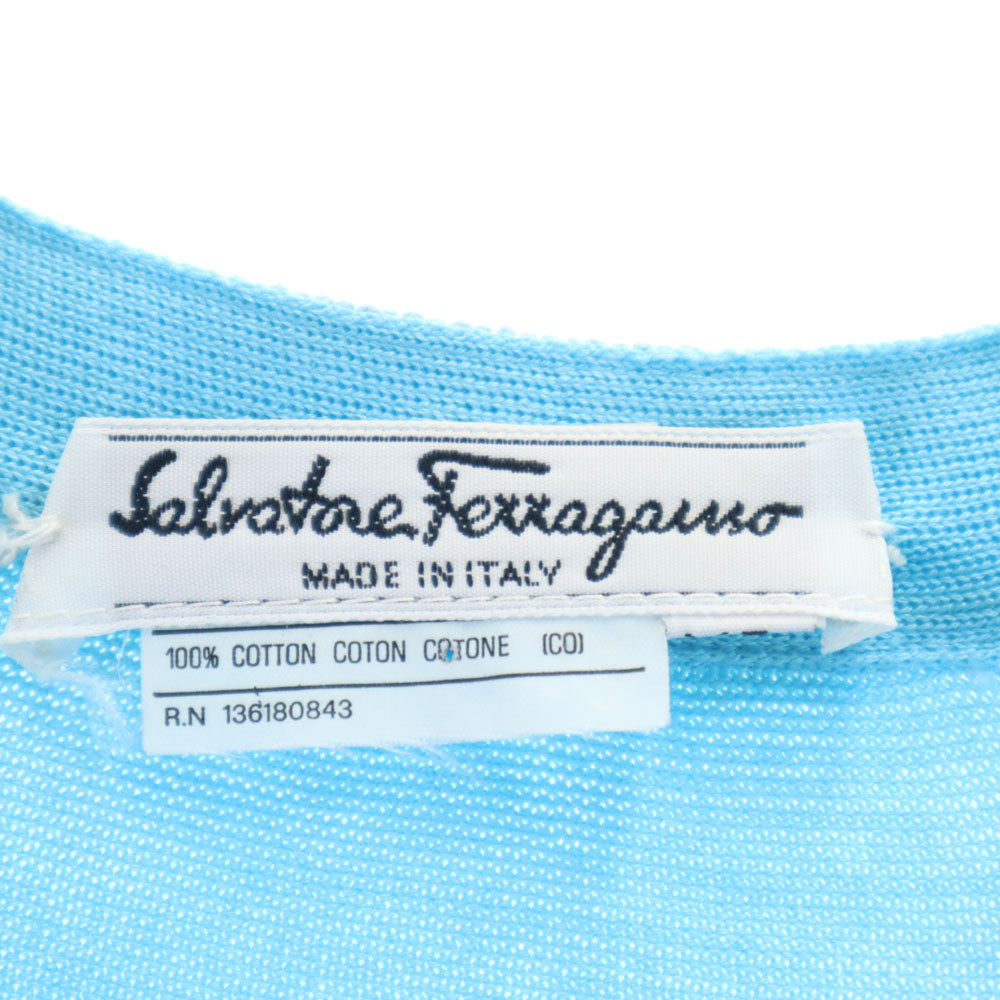 Salvatore Ferragamo サルヴァトーレフェラガモ イタリア製 長袖 ニットカーディガン XS 水色 レディース