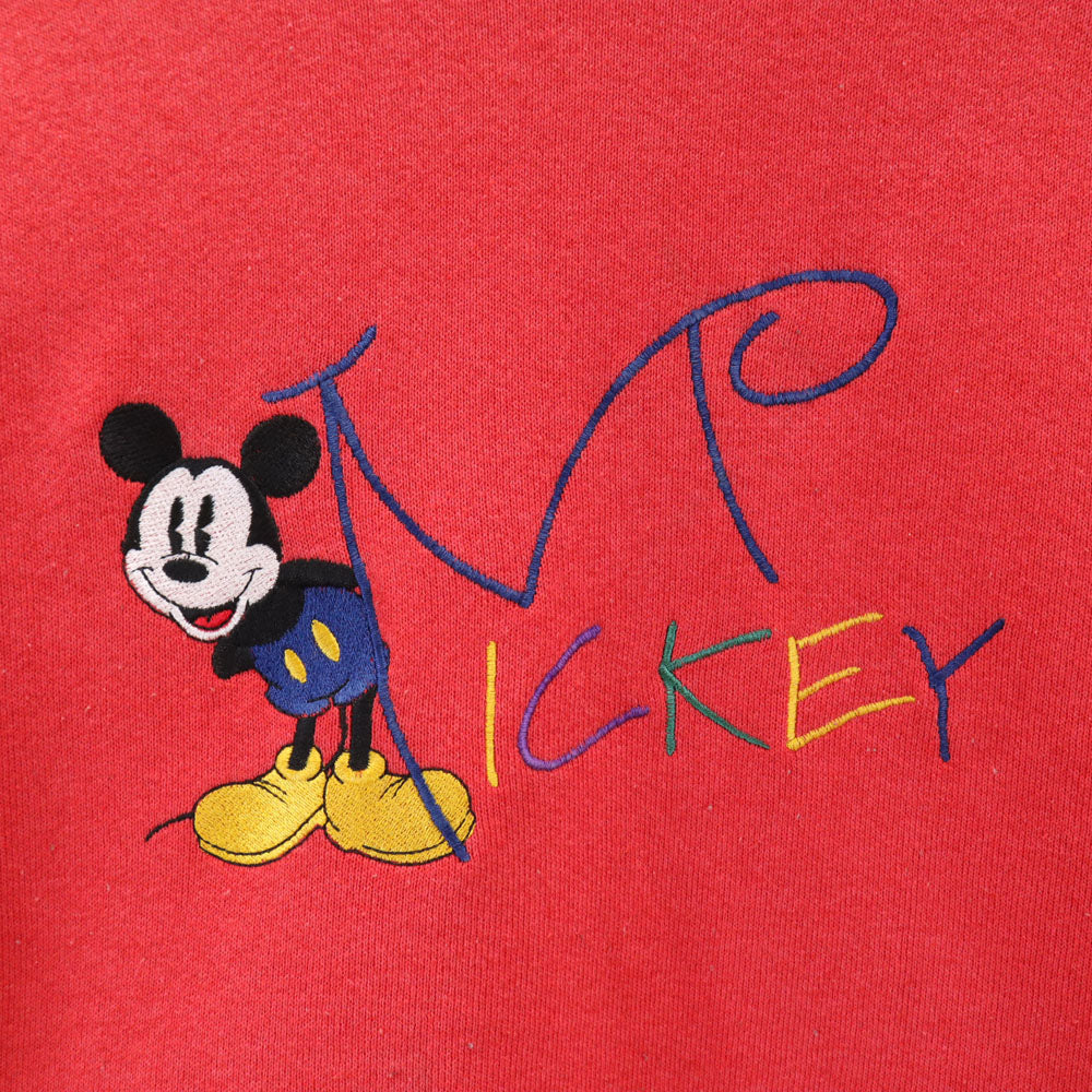 ミッキーアンドコー 90s USA製 オールド 青タグ 長袖 スウェット トレーナー L レッド mickey & co. Disney ディズニー メンズ