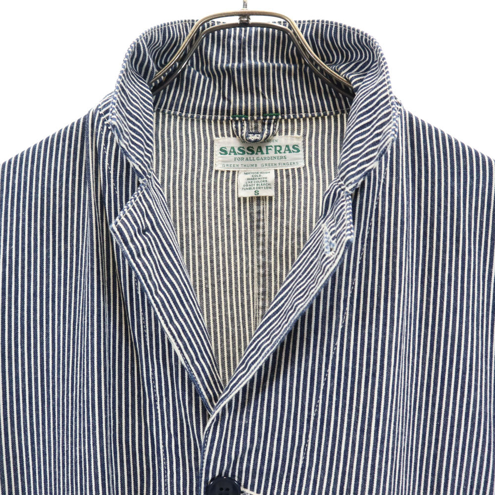 ササフラス 日本製 ヒッコリーストライプ柄 カバーオール S ネイビー 他 SASAFRAS ジャケット メンズ