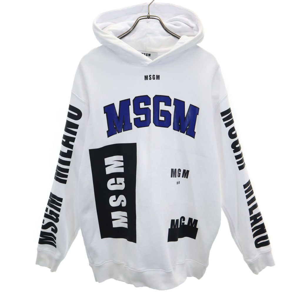 MSGM エムエスジーエム 長袖 スウェットパーカー S ホワイト 裏起毛 メンズ