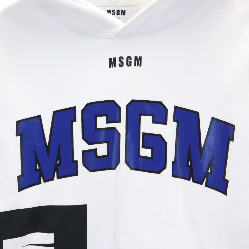 MSGM エムエスジーエム 長袖 スウェットパーカー S ホワイト 裏起毛 メンズ