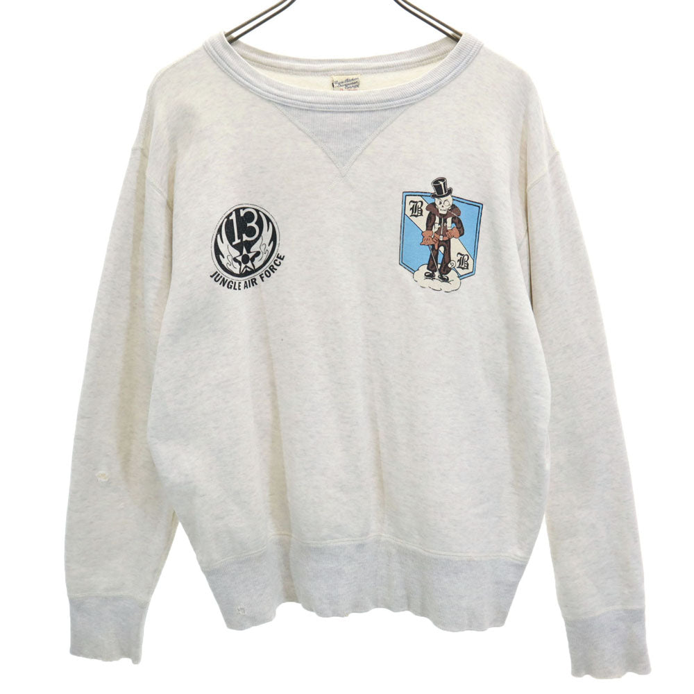 Buzz Rickson's バズリクソンズ バックプリント 長袖 スウェット トレーナー M ライトグレー メンズ