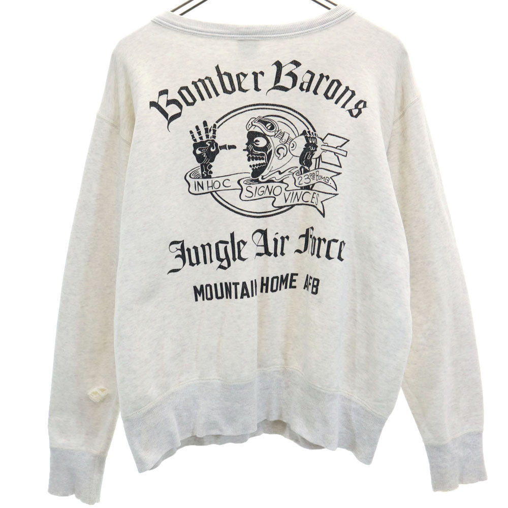 Buzz Rickson's バズリクソンズ バックプリント 長袖 スウェット トレーナー M ライトグレー メンズ