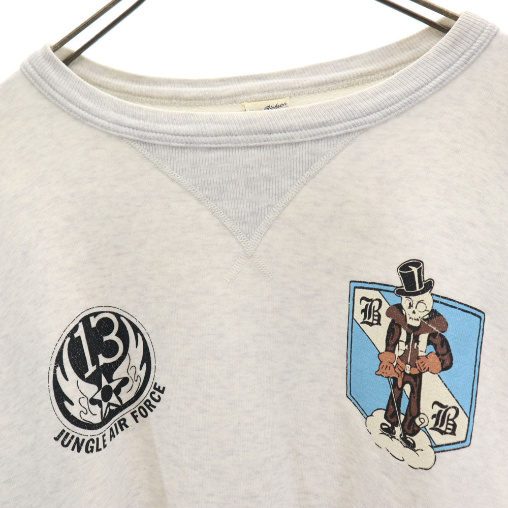 Buzz Rickson's バズリクソンズ バックプリント 長袖 スウェット トレーナー M ライトグレー メンズ