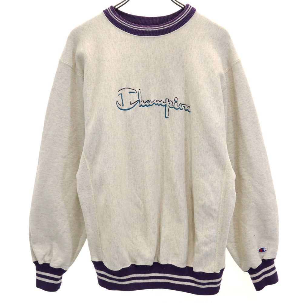 Champion チャンピオン 90s USA製 刺繍タグ NBA 長袖 リバースウィーブ スウェット トレーナー L アイボリー系 裏起毛 メンズ