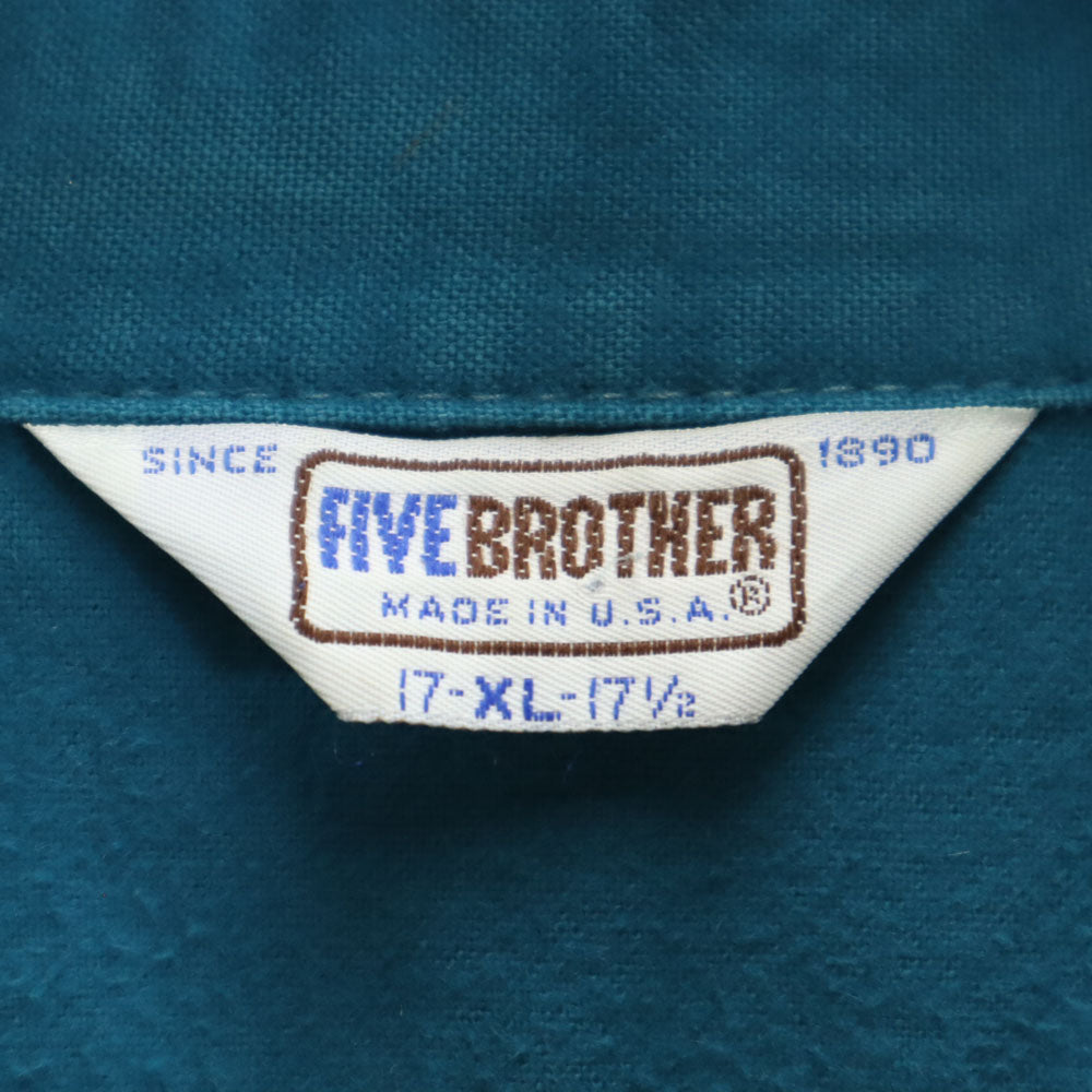 FIVE BROTHER ファイブブラザー 70s 80s USA製 ヴィンテージ 長袖 シャツ XL グリーン系 メンズ