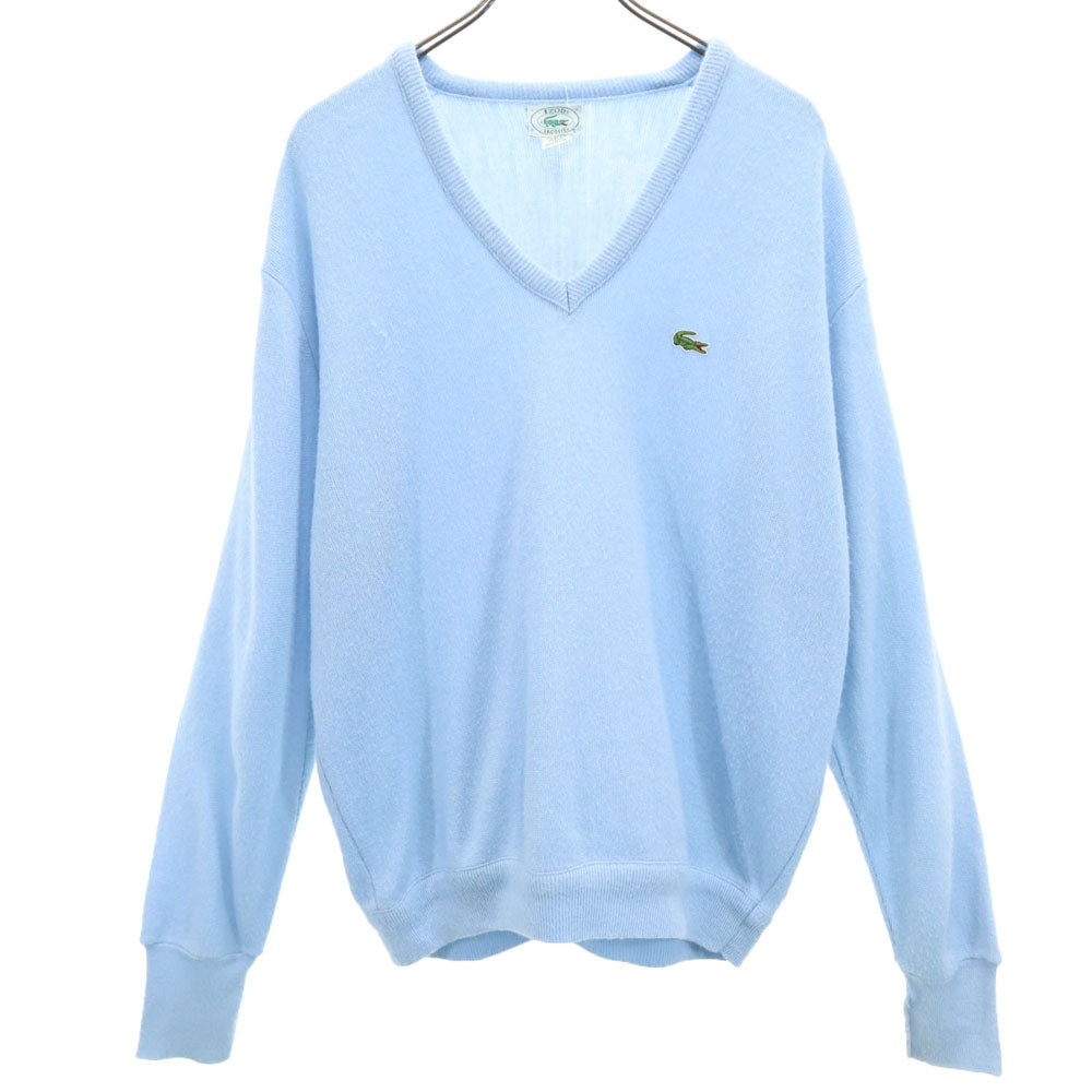 IZOD LACOSTE アイゾットラコステ 90s USA製 オールド 長袖 Vネック アクリル セーター L 水色 ニット メンズ