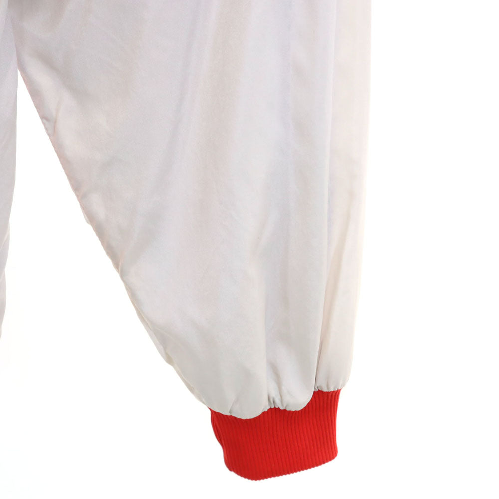 adidas アディダス 80s ヴィンテージ 万国旗タグ トレフォイルロゴプリント ナイロンジャケット S グレー×レッド 裏メッシュ メンズ