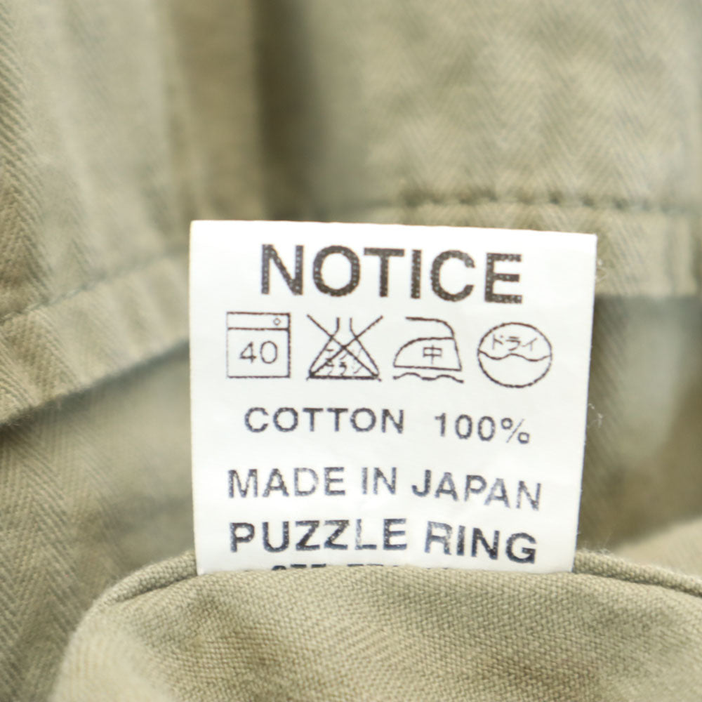 SASAFRAS ササフラス 日本製 長袖 ワークシャツ S カーキベージュ ヘリンボーン メンズ