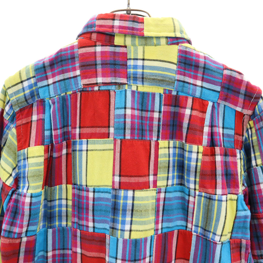 STUSSY ステューシー チェック柄 長袖 パッチワーク シャツ S レッド 他 メンズ