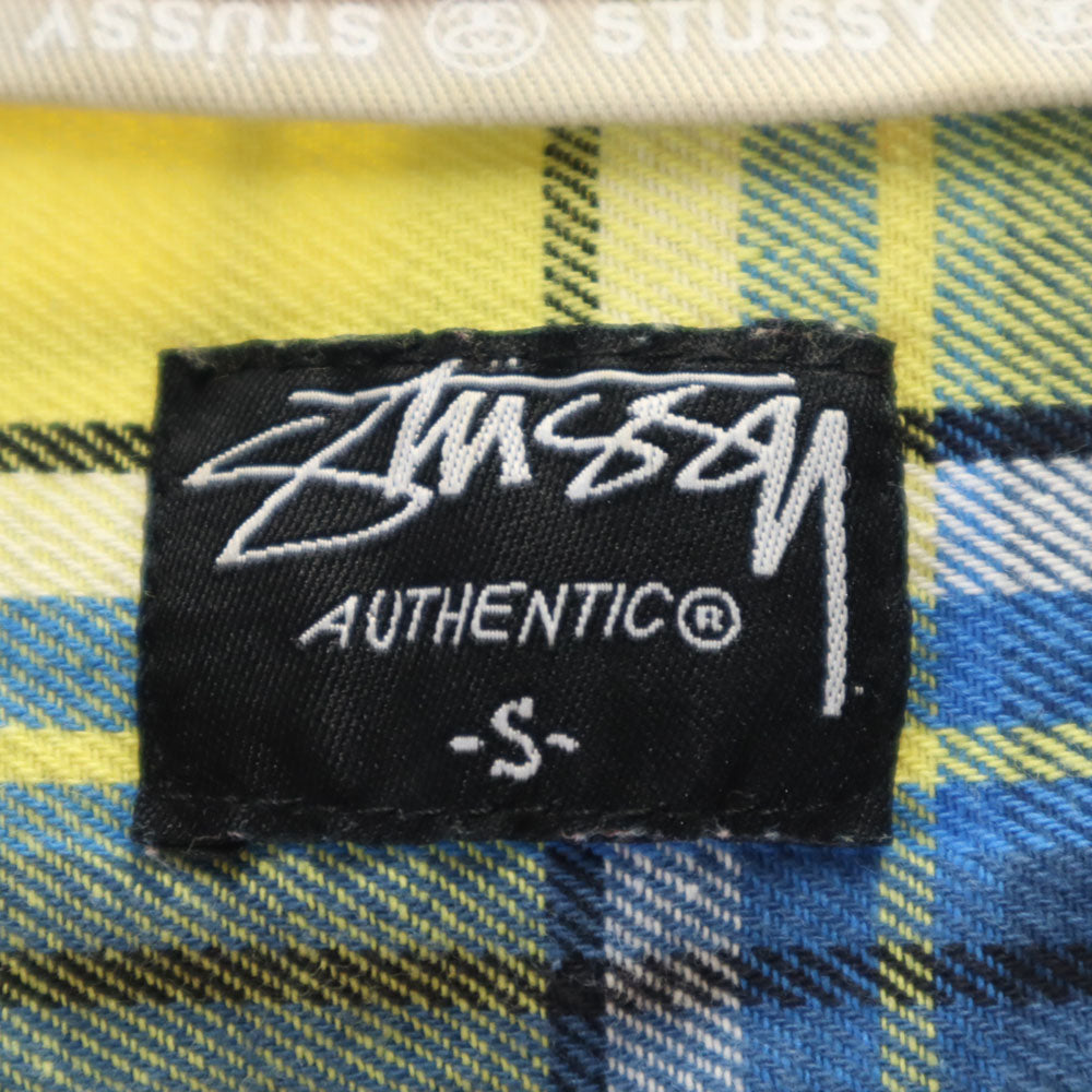 STUSSY ステューシー チェック柄 長袖 パッチワーク シャツ S レッド 他 メンズ