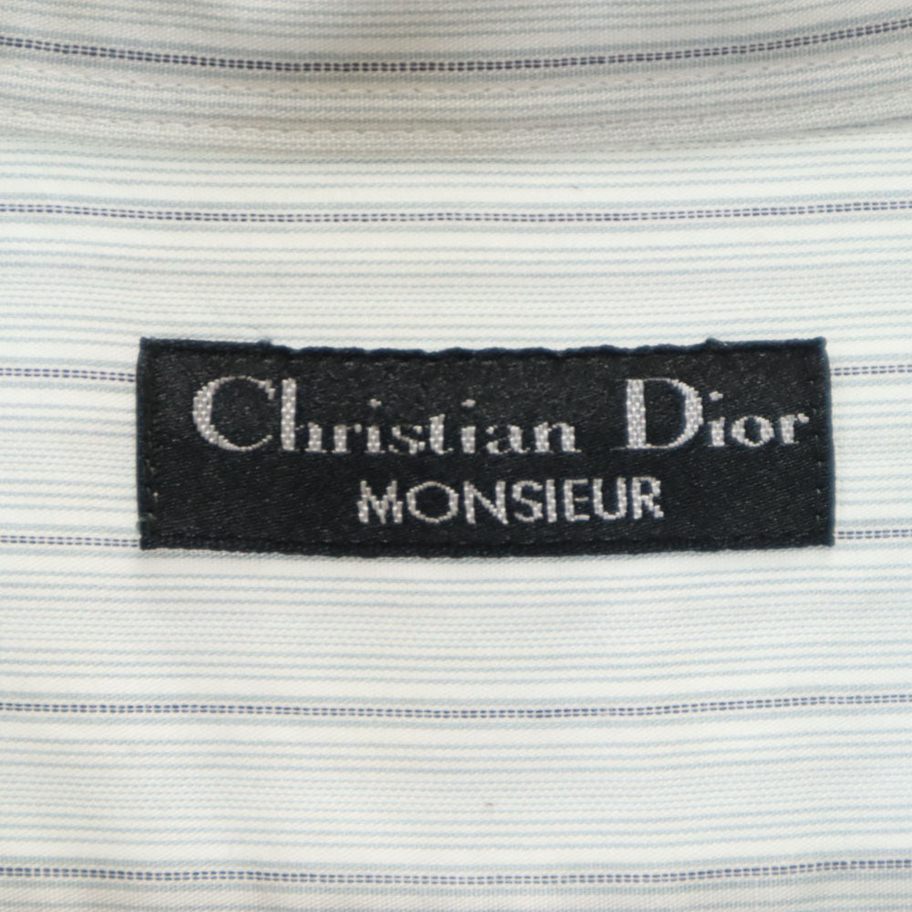 クリスチャンディオール 90s オールド ストライプ柄 長袖 シャツ ライトグレー Christian Dior MONSIEUR メンズ
