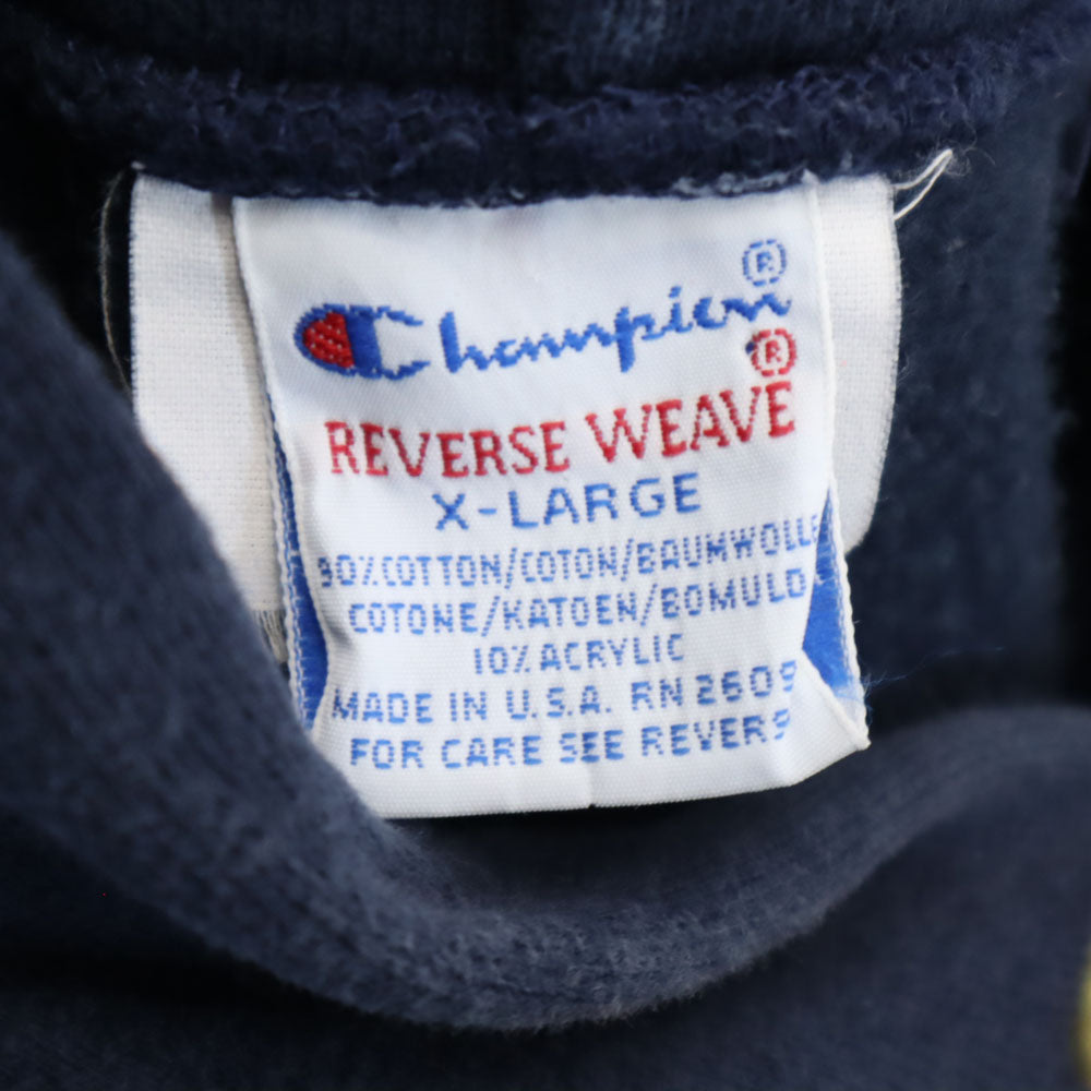 チャンピオン 90s リバースウィーブ USA製 刺繍タグ オールド 長袖 スウェットパーカー XL ネイビー Champion プルオーバー 裏起毛 メンズ