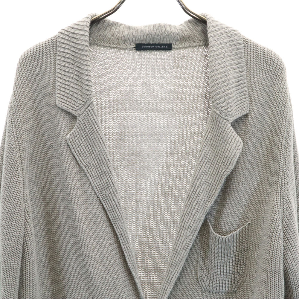 ROBERTO COLLINA ロベルトコリーナ イタリア製 リネン 長袖 ニットカーディガン 52 グレー メンズ
