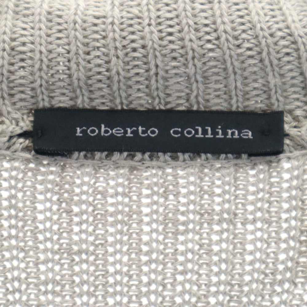 ROBERTO COLLINA ロベルトコリーナ イタリア製 リネン 長袖 ニットカーディガン 52 グレー メンズ
