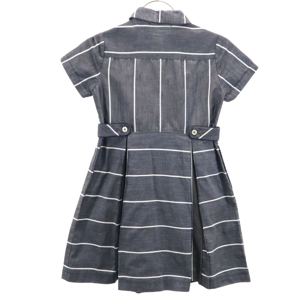 ファミリア ストライプ柄 半袖 シャツワンピース 120 チャコールグレー Familiar キッズ