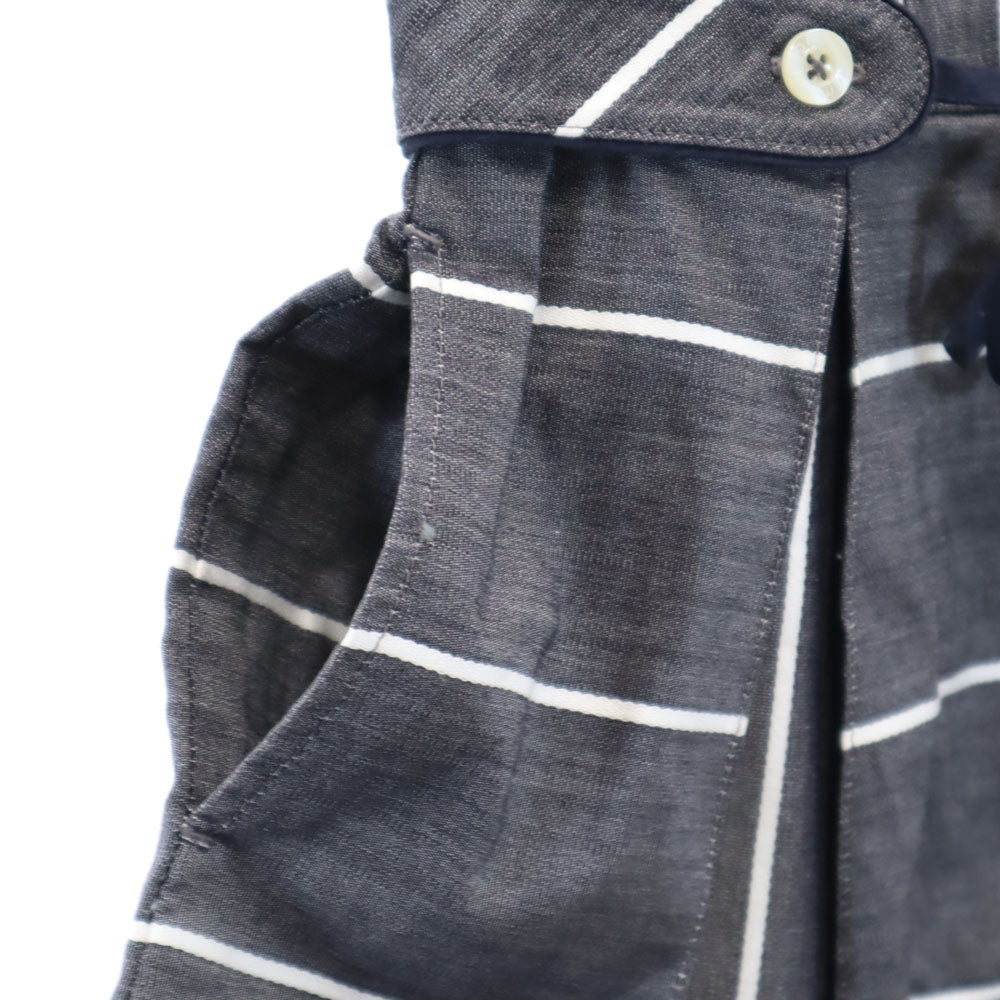 ファミリア ストライプ柄 半袖 シャツワンピース 120 チャコールグレー Familiar キッズ