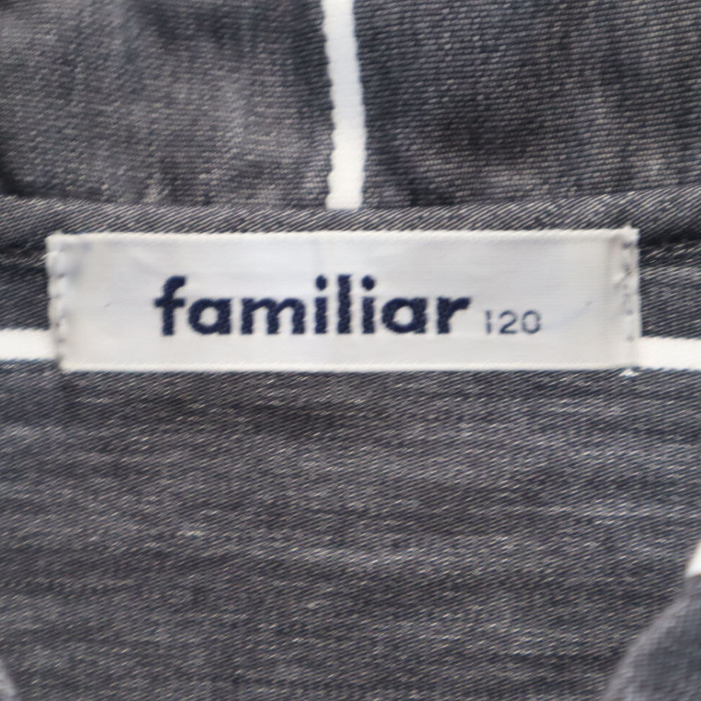 ファミリア ストライプ柄 半袖 シャツワンピース 120 チャコールグレー Familiar キッズ